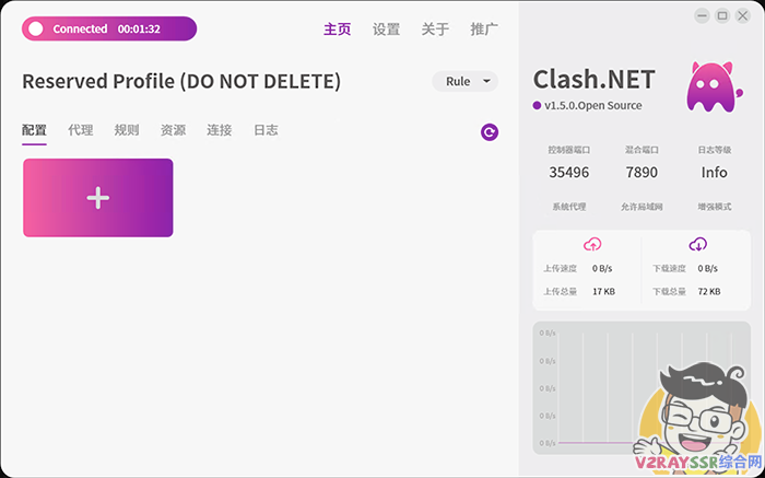 最新科学上网客户端工具!Windows用户的福音,Clash.Net,clash内核,漂亮UI设计,强大的统计功能。