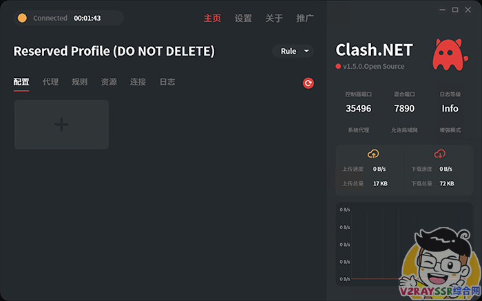 最新科学上网客户端工具!Windows用户的福音,Clash.Net,clash内核,漂亮UI设计,强大的统计功能。